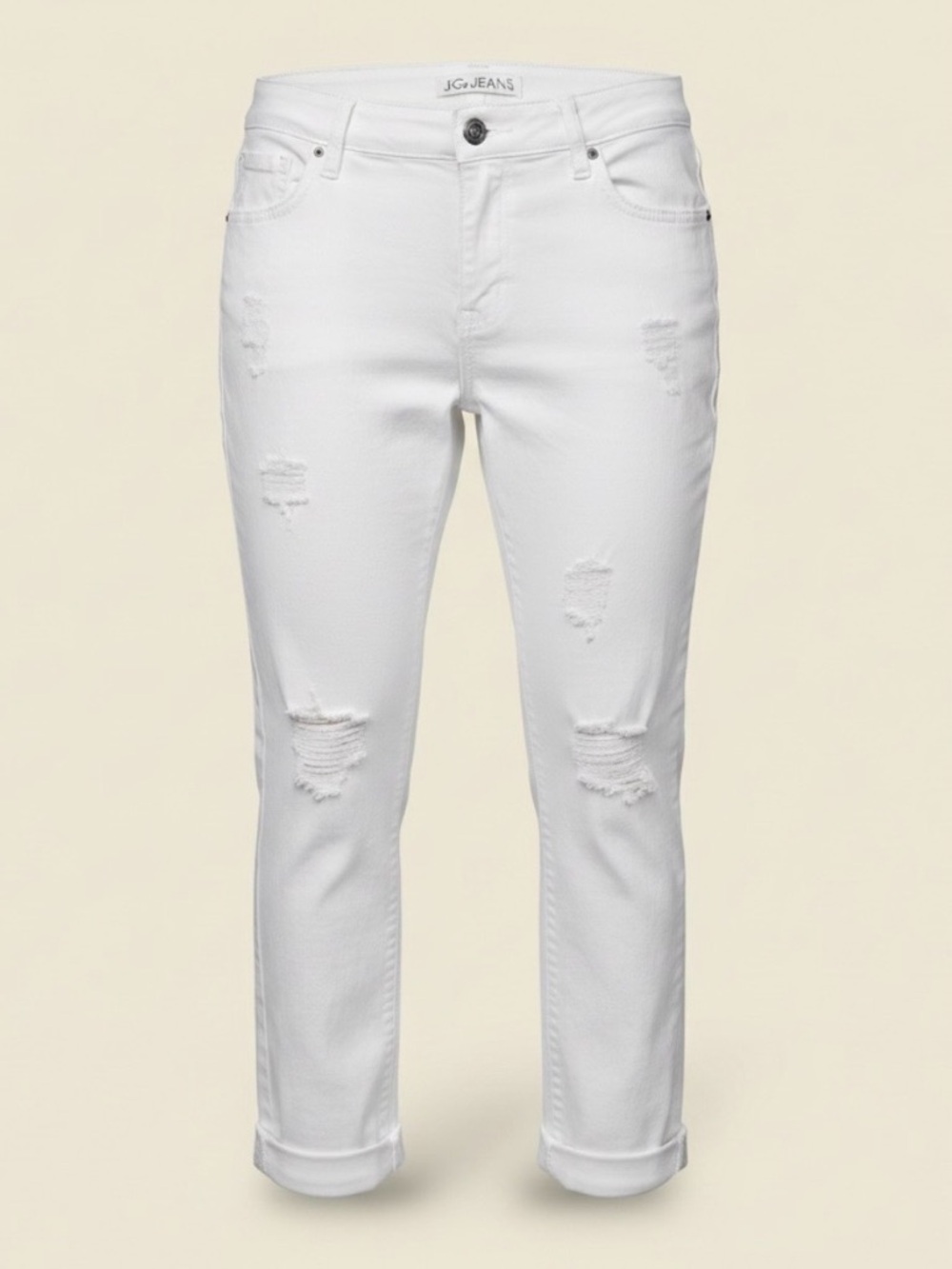 Jag Jeans | Women's White Cropped Jeans | Distressed